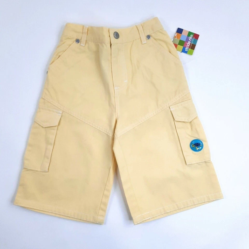 Pantalones Cortos de Carga Stride Rite Niños 3T Amarillo Algodón A Presión Elástico Cintura Bolsillos Tortuga Foto 2 de 4