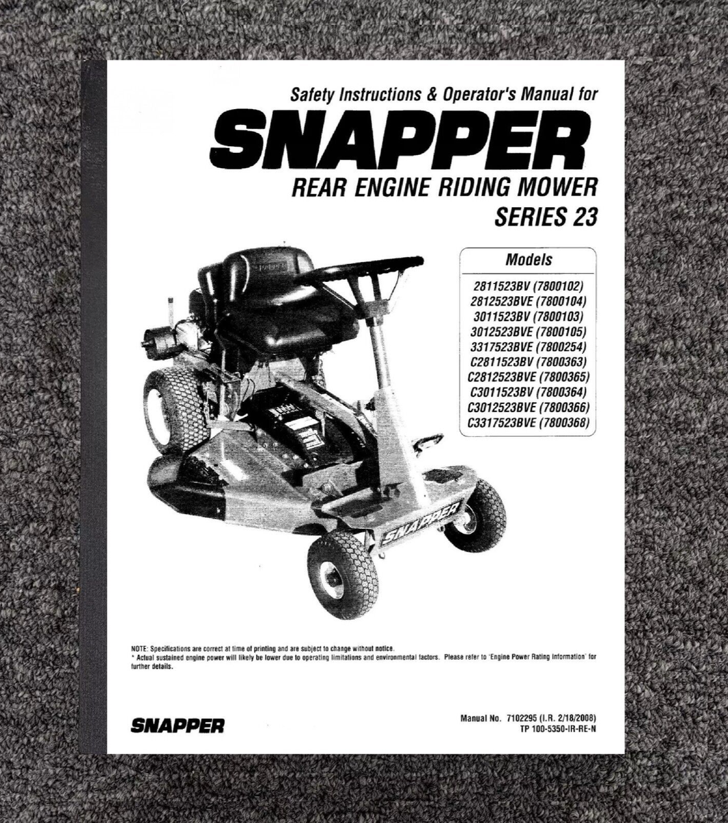 121巻から140 OPERATOR MANUAL FITS SNAPPER REAR ENGINE RIDING MOWER SERIES 23