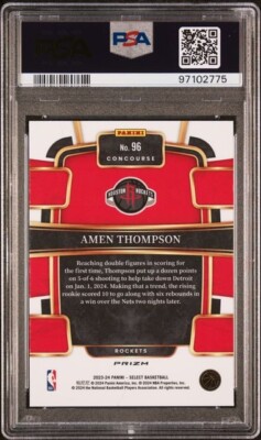 2023 Panini Select #96 Amen Thompson Concourse Orange Flash RC PSA 