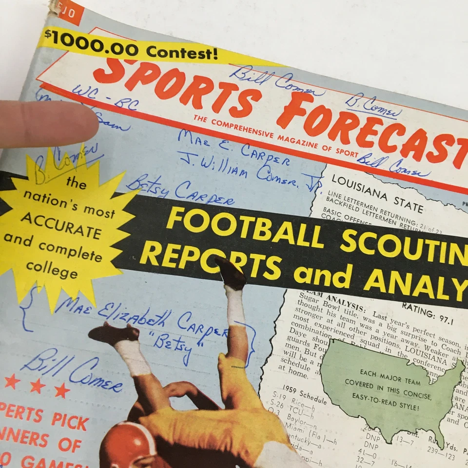 Sports Forecast Magazine Vol. 2 No. 1 1958 The Crystal Ball's Top 20 No Label - Image 2 of 3