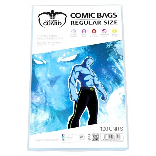 Ultimate Guard Comic Bags Regular Size – 100 Säurefreie, PVC-freie Schutzhüllen Für Comics, Maximal 184x268 Mm, Archivierungssicher, Höchste Transparenz