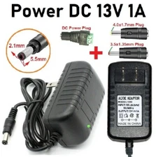 13V 1A  AC Adapter DC Power Supply Charger Cord 5.5x2.1mm with 3 DC Plug Tips1