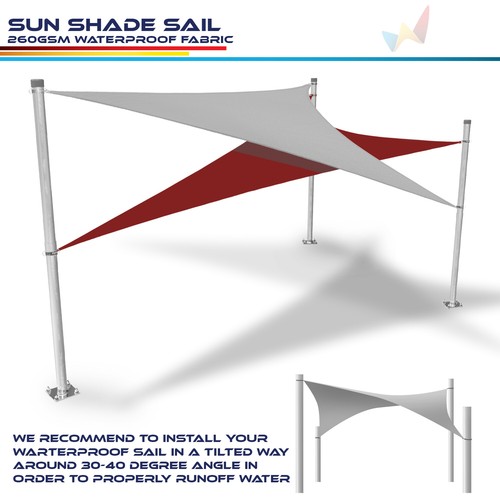 Beige 5-24FT Triangle Waterproof Sun Shade Sail Garden Pool Patio Cover - Picture 6 of 6