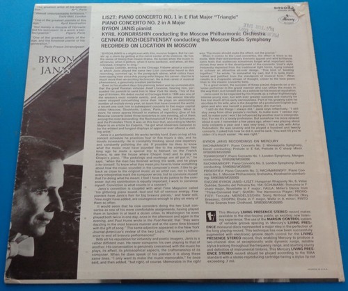 Byron Janis LISZT Piano Concertos No.1 & 2 - Mercury SR 90329 RFR-3/RFR-3 - Picture 2 of 2
