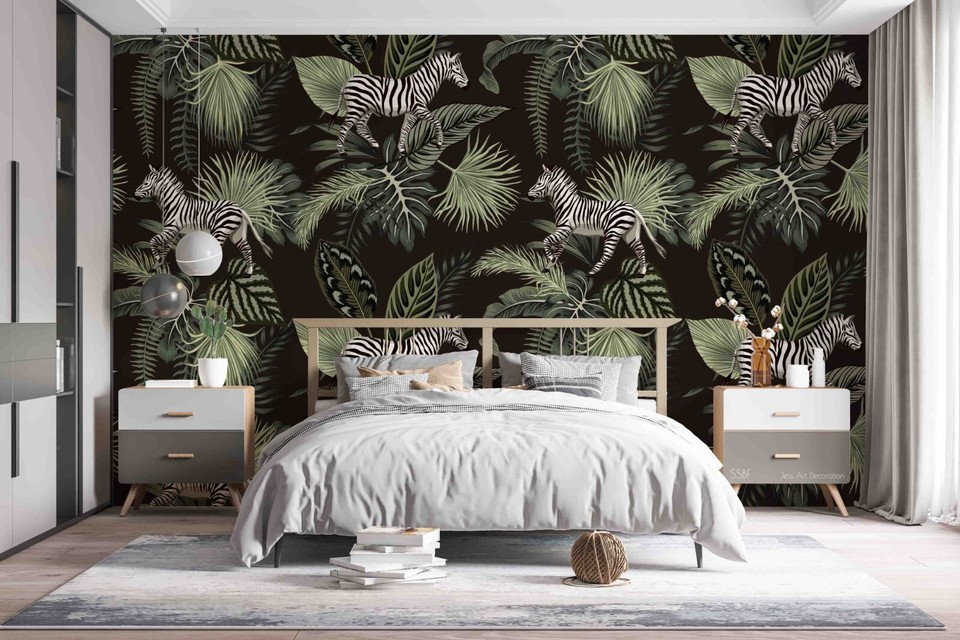 3D Leaves Zebra Patterns Wallpaper Wall Murals Removable Wallpaper eBay