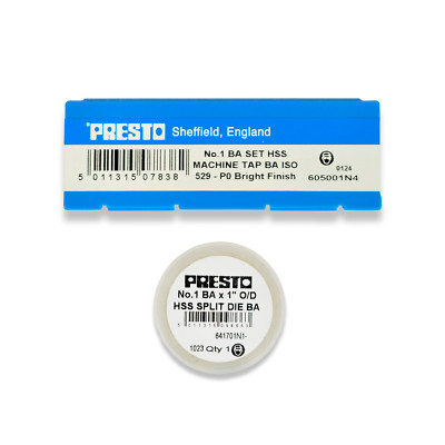 PRESTO 1BA Gewindebohrer-Set erste, zweite & Stecker oder geteilte Schneideisen alle aus HSS