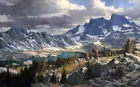 Art Giclee Printed Oil Painting Print Snowy Mountains Scene Picture