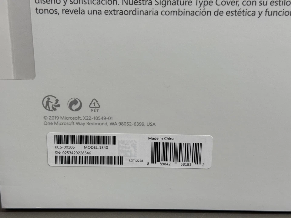 Brand New Microsoft Surface Go Signature Type Cover Ice Blue French KCM-00106 - Image 3 of 3