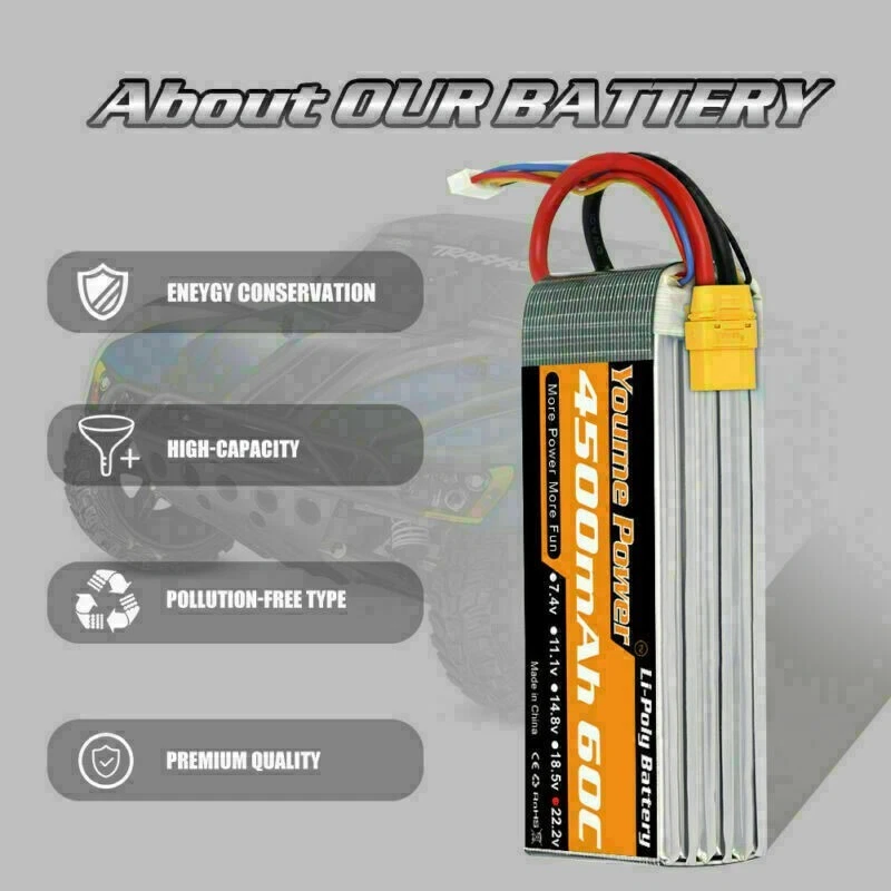 2pcs 22,2V 4500mAh 6S Lipo Akku XT90 für RC Hubschrauber Quad Boot Auto Lkw - Bild 2 von 4