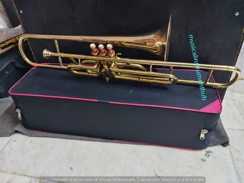 TROMBONE 3 VALVE WITH SPIT VALVE ADDED OF PURE BRASS IN POLISH +CASE + FREE SHIP - Picture 17 of 24