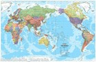 (LAMINATED) WORLD MAP PACIFIC CENTERED POSTER (100x65cm) AUSTRALIA MIDDLE LARGE