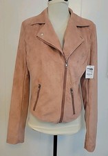 Charlotte Russe Dusty Pink Zip Front Biker Style Sueded Jacket Size M Nwt