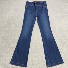 Spanx Jeans Womens Medium Blue High Rise Flared Tummy Shaping Pull On 33" Length