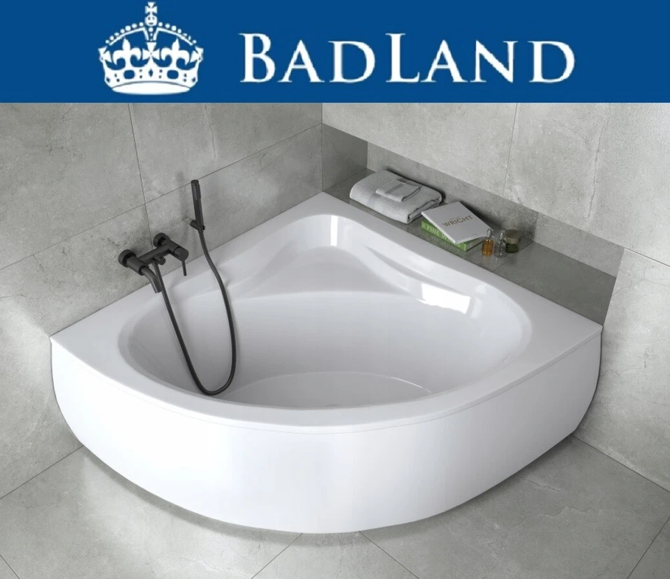 BESCO Eckbadewanne Badewanne Acryl Wanne 140x140 Styropor Schürze Ablaufgarnitur Füße