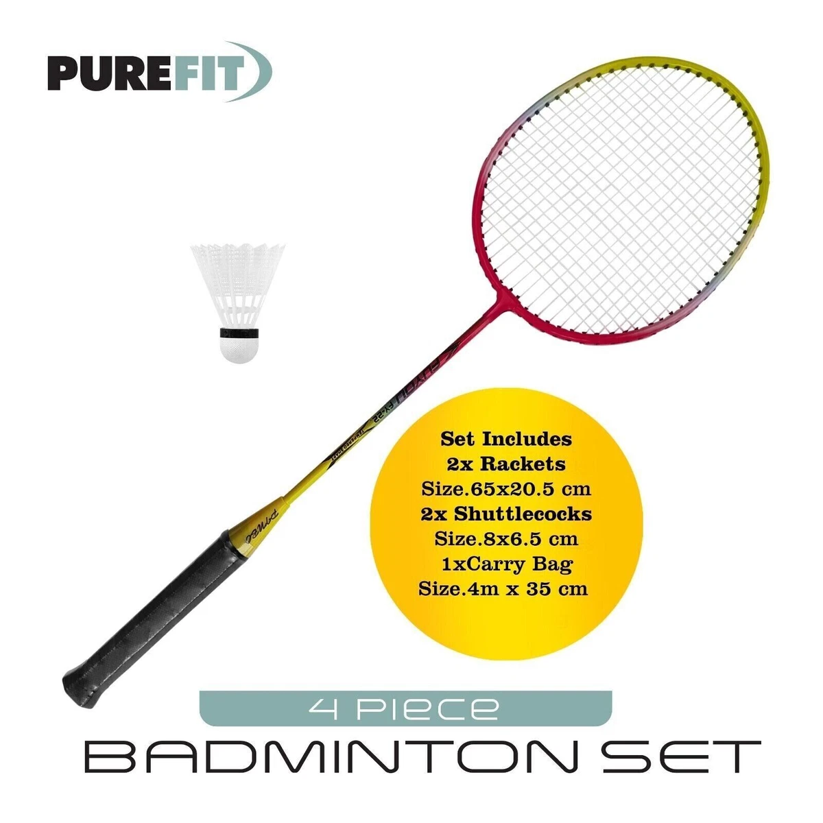 Professional Badminton Set 4 Pc 2 Player Racket Shuttlecock Bag