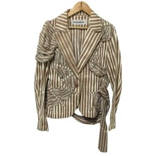 ISSEY MIYAKE Striped Tailored Jacket Size 2, Brown Women USED