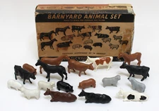 Plasticville BY-4 Barnyard 18 Animal Set Complete Boxed 1952 B