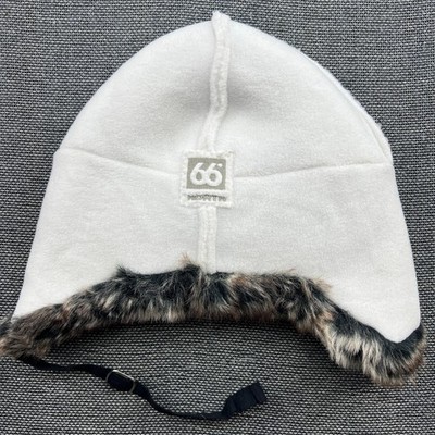 66 Degrees North Kids Beanie Magni Hat Sz 1 46-50 Trapper Ushanka White Toddler