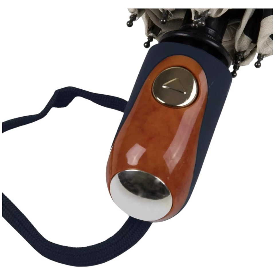 Ombrello pieghevole blu da borsa piccolo con apertura automatica antivento con s - Immagine 3 di 4