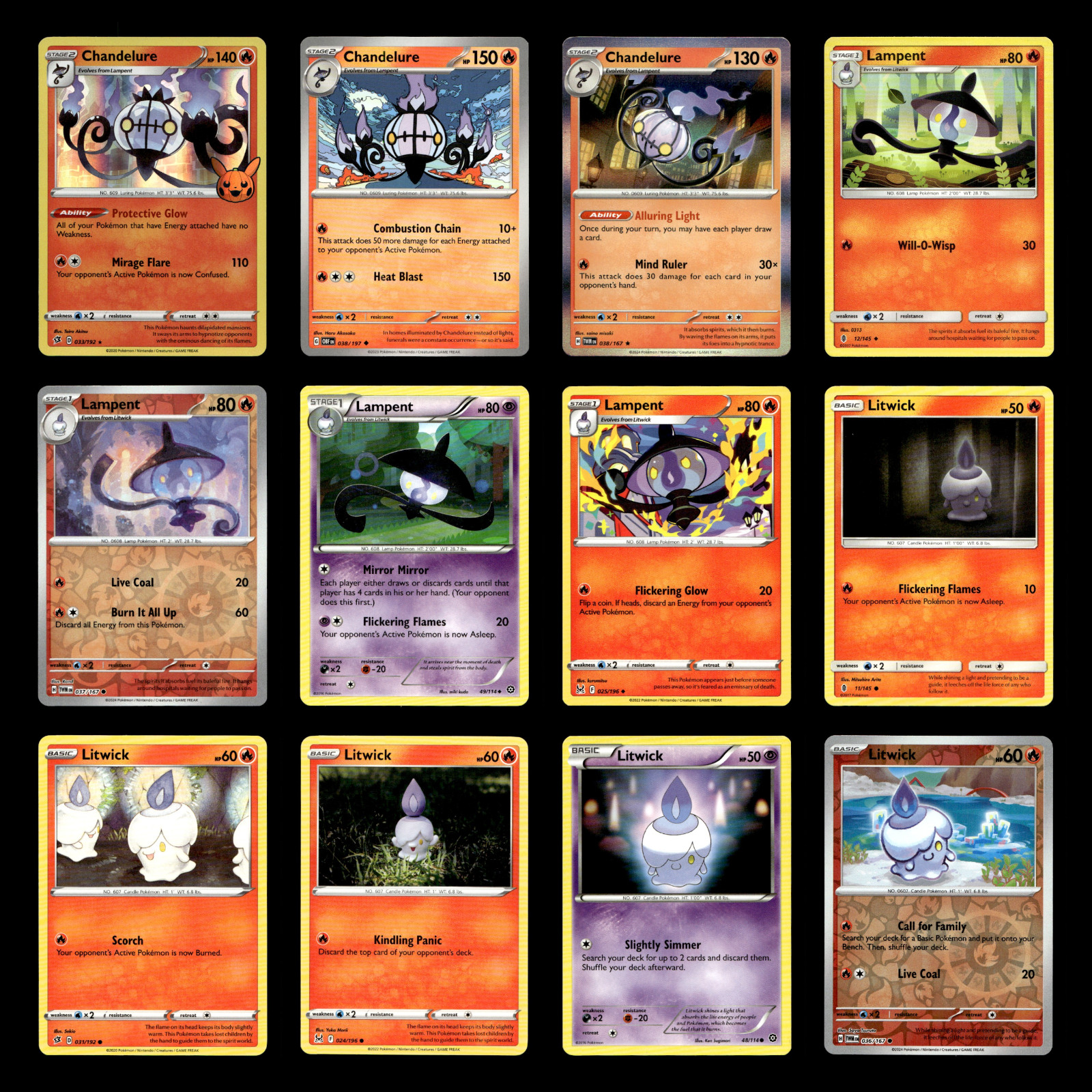 12x Chandelure Lot 33 Sword Shield Rebel Clash Pokemon Cards Collection Set TCG