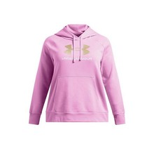 Under Armour Women Plus Size 1X Rival Fleece Glitter Big Logo Hoodie Pink Purple