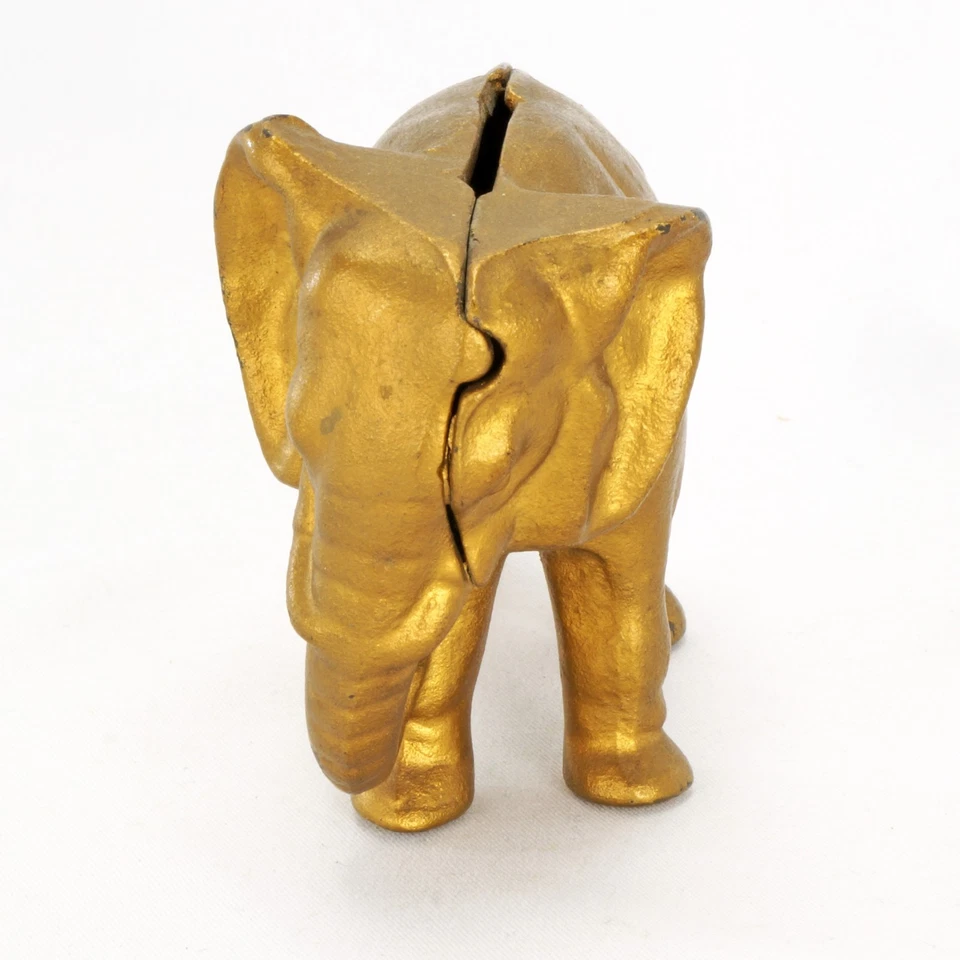 Antiguo banco de elefantes de hierro fundido pátina de oro alrededor de 1910 Foto 3 de 4