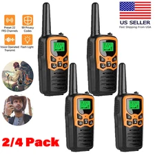 2/4Pcs Long Range 100 mile Walkie Talkie Two Way Radio Charge Headset Waterproof