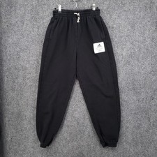 Adidas Jogger Womens Small Black Sweatpants Fleece Tapered Elastic Waist Lounge