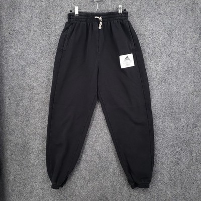 Adidas Jogger Womens Small Black Sweatpants Fleece Tapered Elastic Waist Lounge