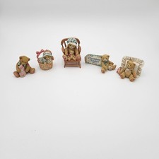 Vintage 90s Priscilla Hillman Cherished Teddies Figurines Enesco Lot of 5 Rustic