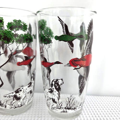 Lot of 4 Vintage Hunting Dog & Duck Hi Ball Water Drinking Glasses 5.5" Tall - Picture 5 of 9