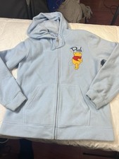 Vintage Disney Winnie the Pooh Full Zip Jacket Hoodie S Sky/baby Blue Sweatshirt