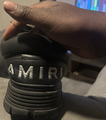 Amiri Black Leather Lace-Up Sneakers Men's Size 13 Logo Accent Casual