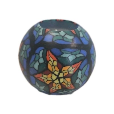 Lifelines Hand Sculpted Round Candle Mosaic Stars Pattern 3.5 Ball  Decorative 