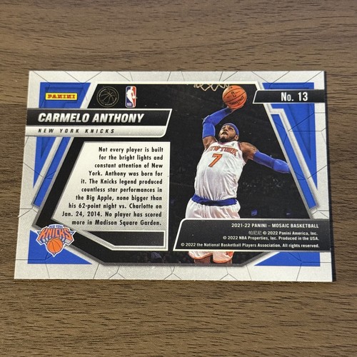 2021-22 Panini Mosaic Moments in Time Carmelo Anthony #13 NBA New York Knicks - Bild 2 von 2