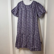 NWT National House Patio Dress Purple Floral 3X Muumu Pullover Grandma Ruffle