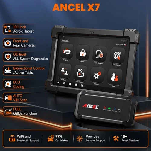 ANCEL X7 All System Bidirectional OBD2 Scanner TPMS SRS DPF Diagnostic Tool
