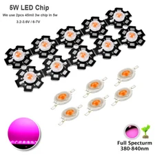 5W 380-840nmLED Full spectrum pink 3V,6V 700mA LED Light Chip Growing Lamp Beads