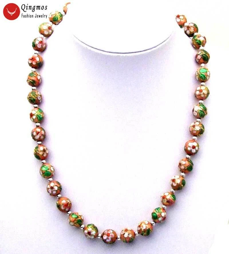 Collar Cloisonne Rosa Redondo 12mm para Mujer Joyería China Collar Largo 20" Foto 2 de 4