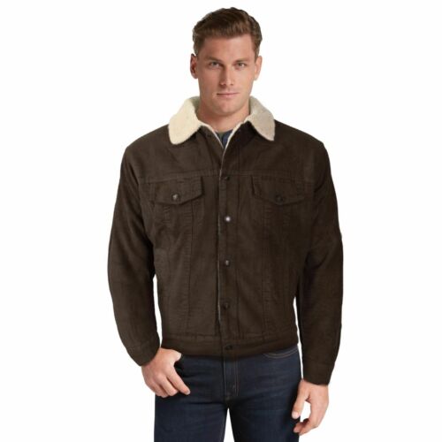 Men's Premium Classic Button Up Fur Lined Corduroy Sherpa Trucker Jacket - Picture 6 of 12