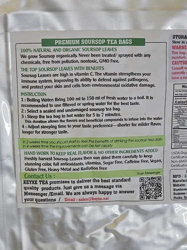 KEYXE Premium Soursop Graviola Leaf Tea | 75 Bags | 75g | 100% Natural | BB 9/26 - Picture 4 of 18