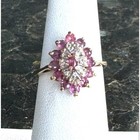 YELLOW GOLD PINK TOPAZ AND DIAMOND COCKTAIL RING SIZE 6.25 SKY