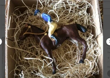 New Dresden Paper Jockey on Horse Christmas Ornament Tree Decoration