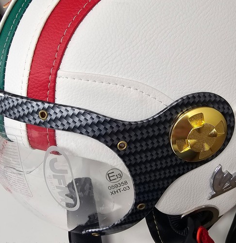 Casco Vintage Caucho Revestido Polipiel con Visera 125 Primavera Gl ET3 TAMAÑO S - Imagen 3 de 6