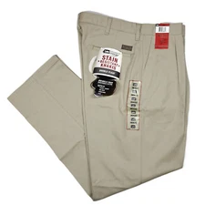 Lee Performance Khakis Pants Mens 36x32 Tan Chino Stain Resistant Double Pleated
