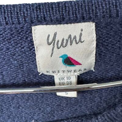 Yumi Knitwear Navy Tree Printed Jumper S | eBay