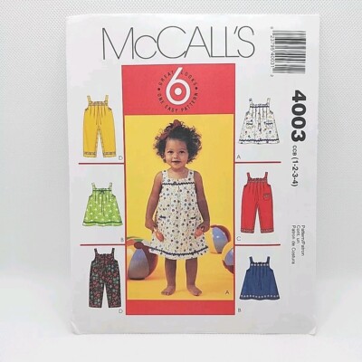McCall's 4003 Child's Jumper Dress And Jumpsuit Sewing Pattern Size 1-4 Uncut