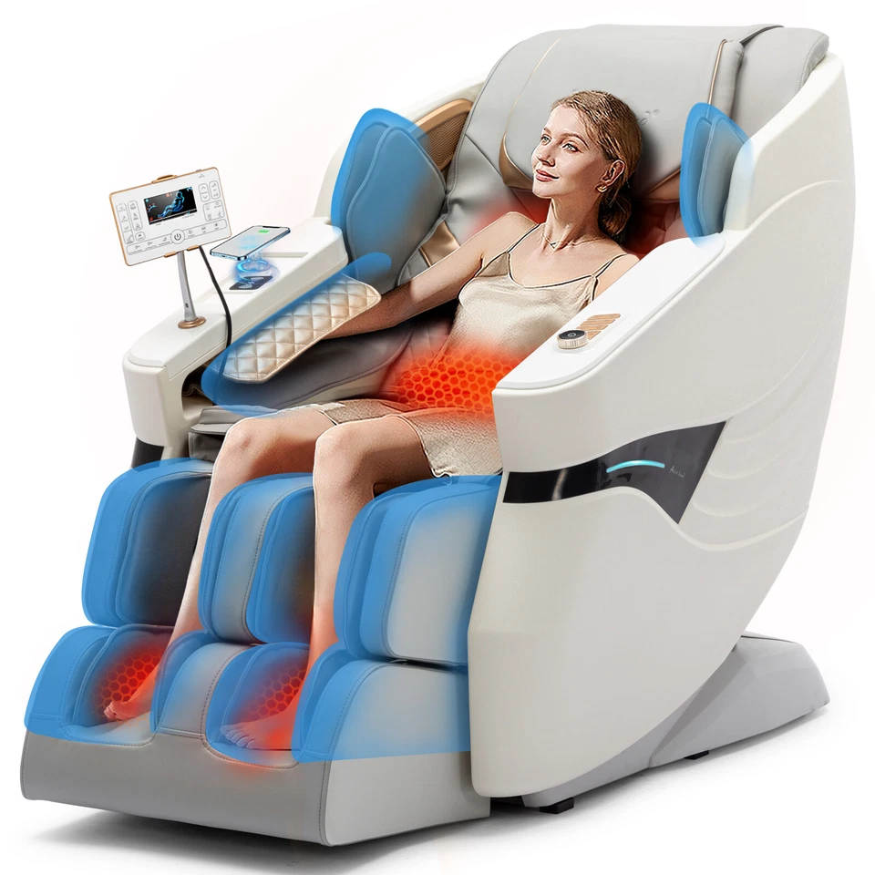 White Full Body 3D Zero Gravity Massage Chair Recliner SL-Track AI Voice Control - Image 3 of 4