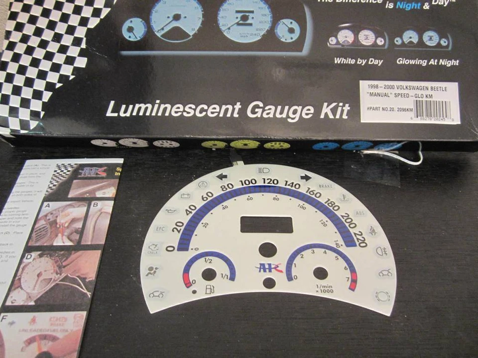 Para 98-04 VW Volkswagen Escarabajo Bug Kilómetro Manual Palo Cara Blanca Calibradores de Brillo Foto 2 de 4