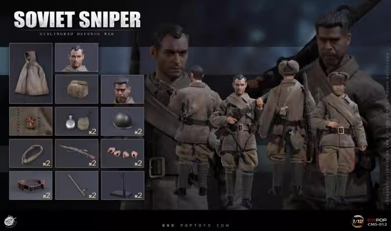 1/12 POPTOYS CMS012 Soviet Sniper Male Soldier Action Figure Collectible Toys